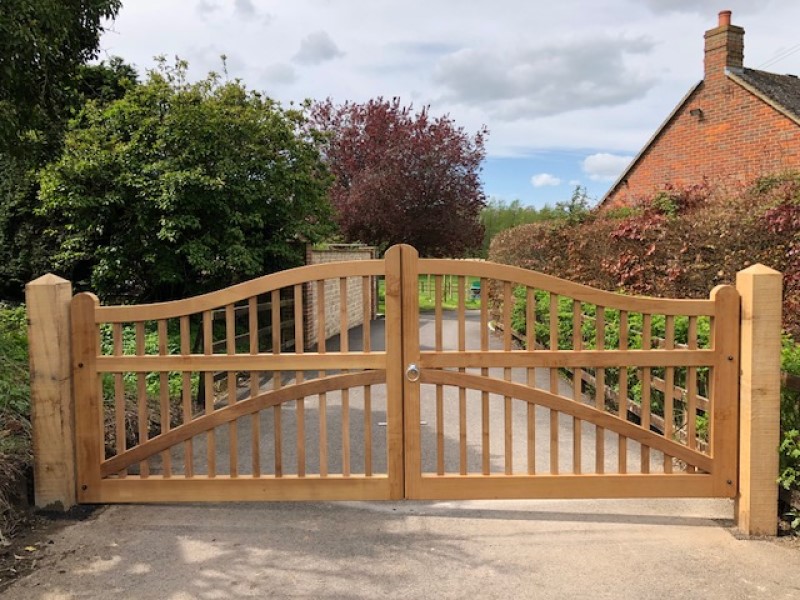 Front view of Iroko hardwood gates